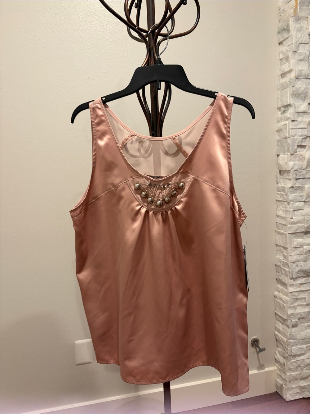 Apt. 9 Satin Embellished Blush Pink Camisole